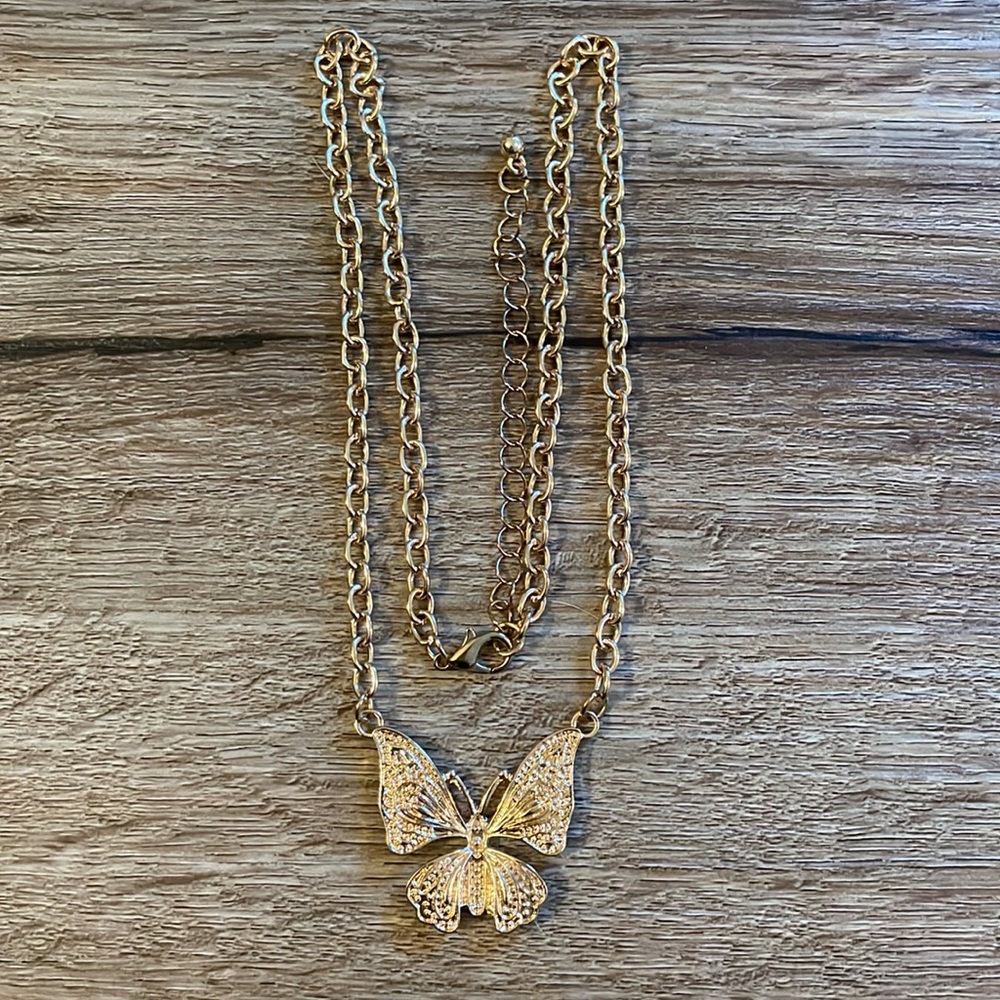 Handmade Gold Chain Butterfly Statement Necklace